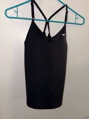 Nike Black Women's Training Tank with White Swoosh XS NWT BUILT IN BRA
